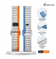 Dual-Tone Sport Silicone Smart Watch Strap - 22mm