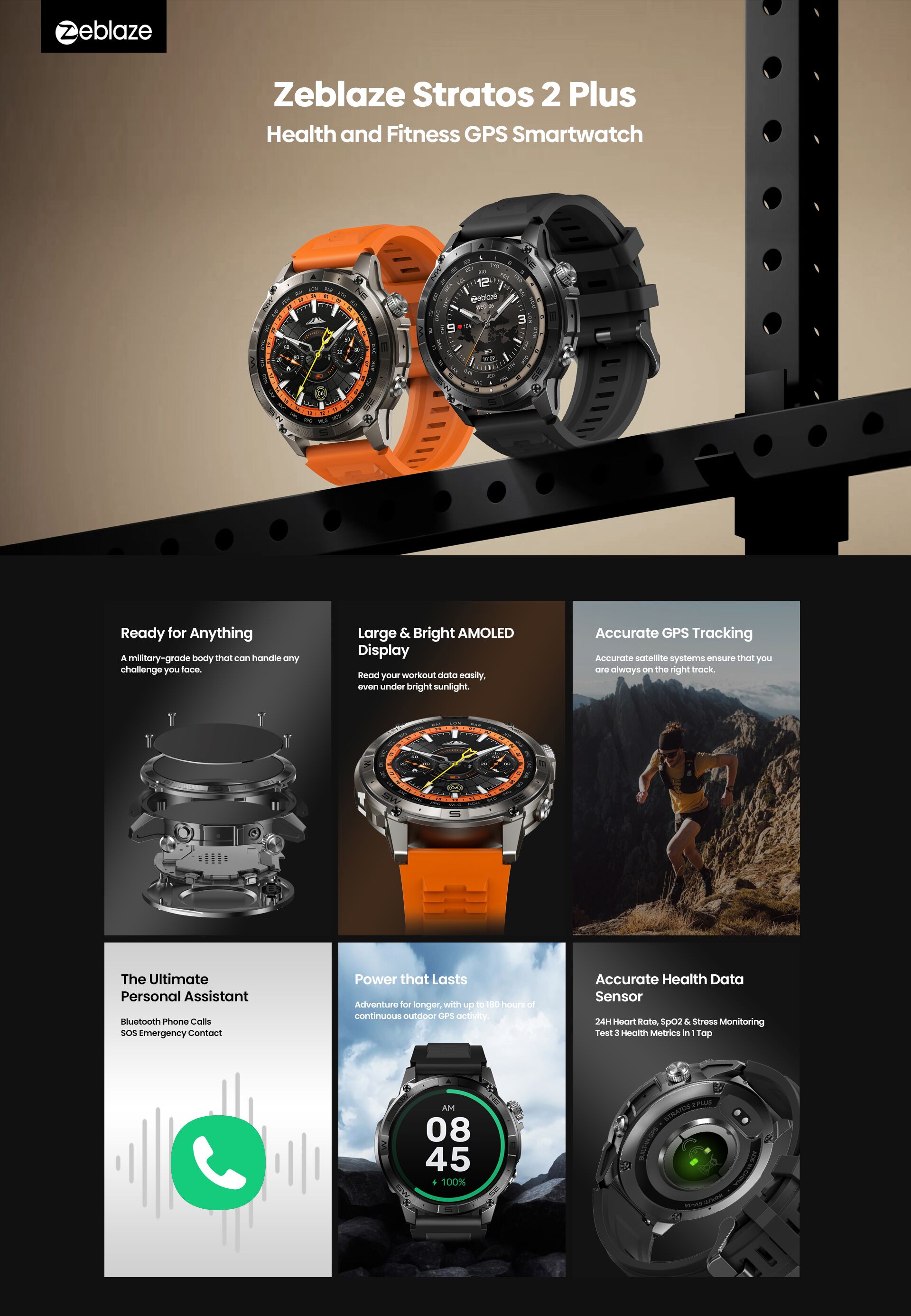 Zeblaze Stratos 2 Plus GPS Smart Watch