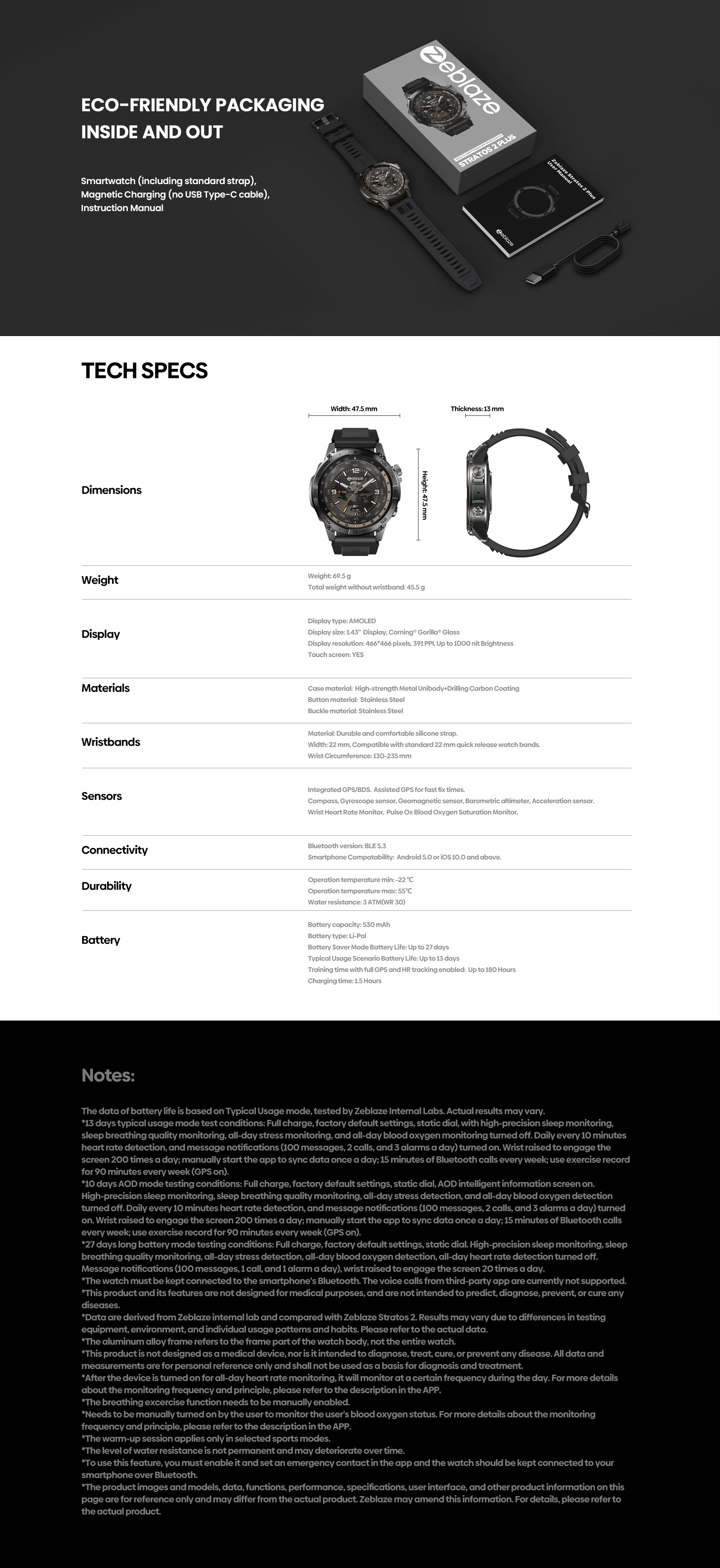 Zeblaze Stratos 2 Plus GPS Smart Watch